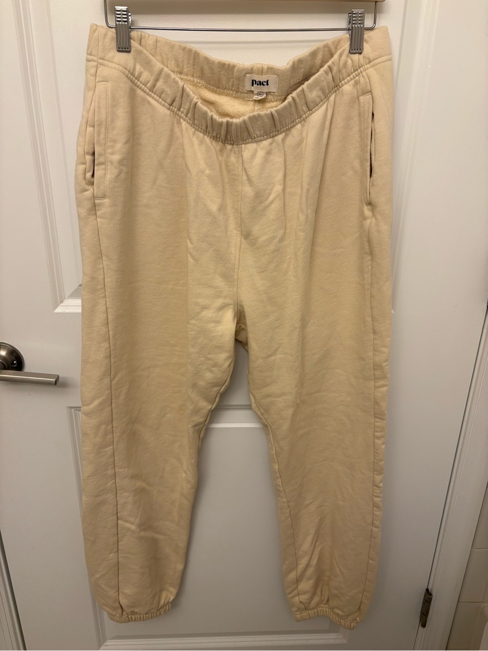 Pact Womens Organic Cotton Tapered Sweatpants  Beige Tan Size XL